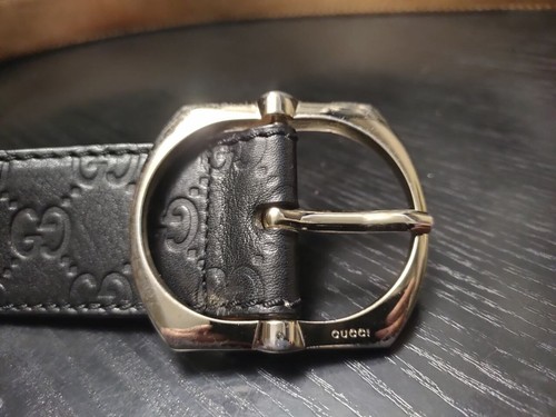 Gucci Belt Leather Monogram Guccissima Black Classic Buckle size 36 - Picture 8 of 13