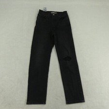 Levi's Jeans Womens 25 Black Wedgie Straight Denim Distressed Button Fly