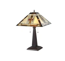 Stained Glass Table Desk Lamp Tiffany Style with Mission Design 16" Shade