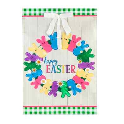 Easter Colorful Bunny Wreath Garden Applique Flag 12.5'' x 18'' Evergreen