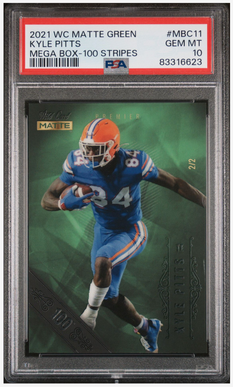 Kyle Pitts Wild Card Matte Green #MBC11 Mega Box-100 Stripes