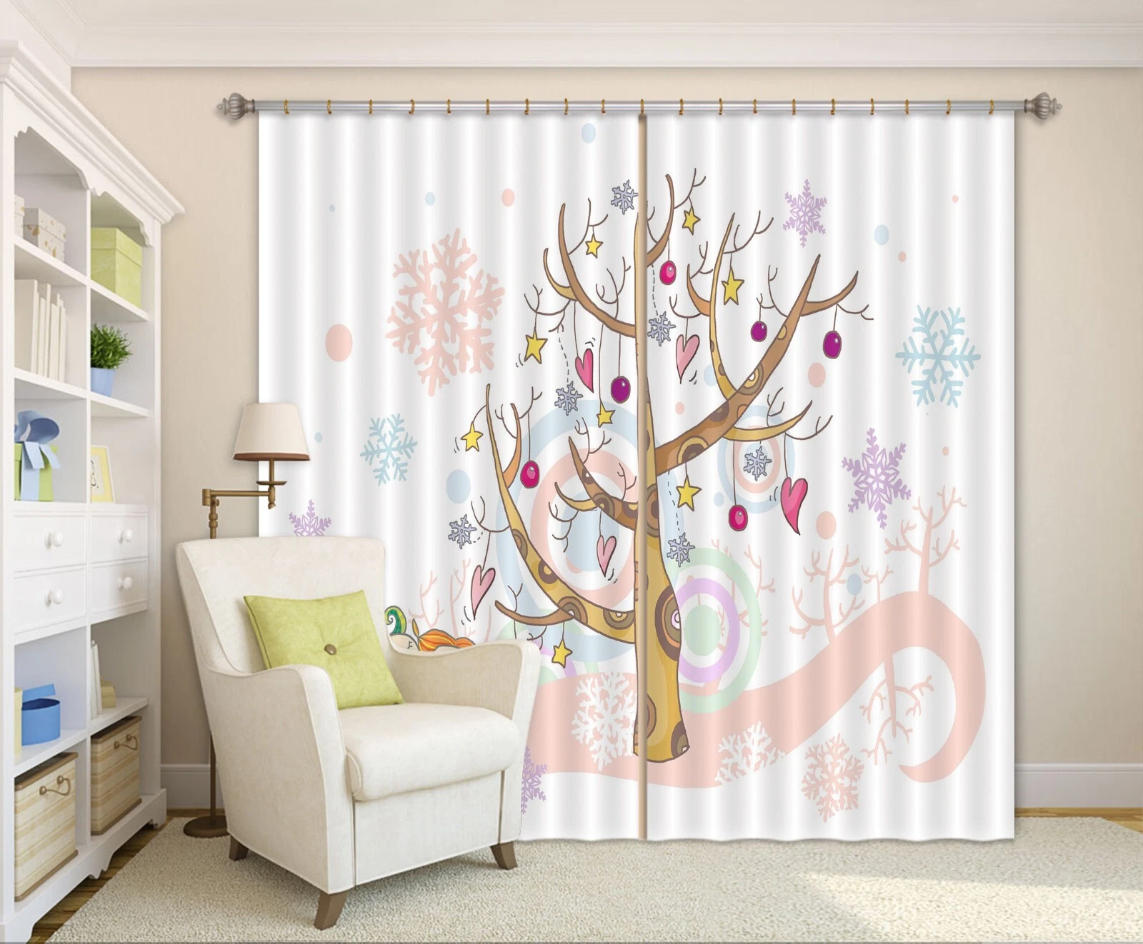 3D Snowflake Love Tree ZHUB1031 Photo Curtain Window Blockout Fabric Amy 2023
