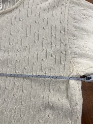 Pendleton Women's Petite XL White Short Sleeve Crop Top Cable Knit Sweater - 第 9/10 張圖片