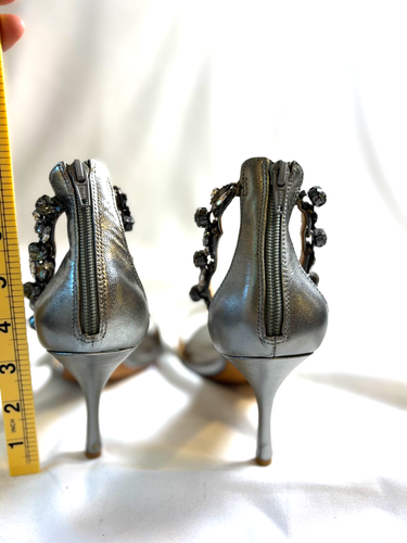 Badgley Mischka Loretta Dual Pearl Strass Stiletto Silber Größe 9 - Bild 6 von 14