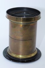 Dallmeyer Rapid Rectilinear 26" f8.8 BRASS lens. Covers 18 x 16". Hood. Flange