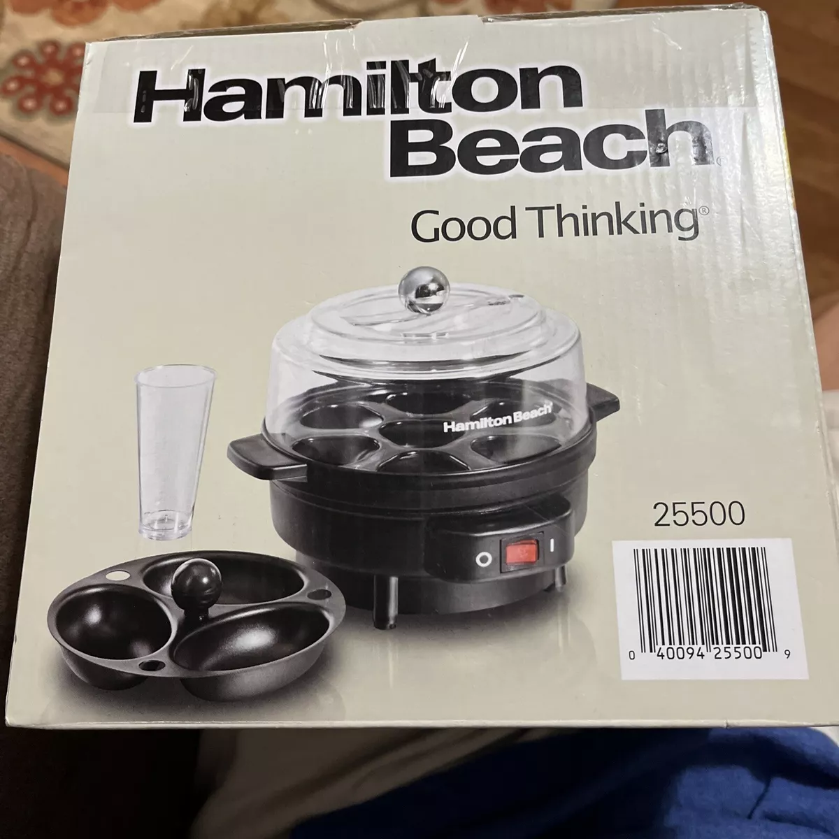 Hamilton Beach Egg Cooker with Built-In Timer and Poaching Tray, 7 Eggs,  Black, 25500 