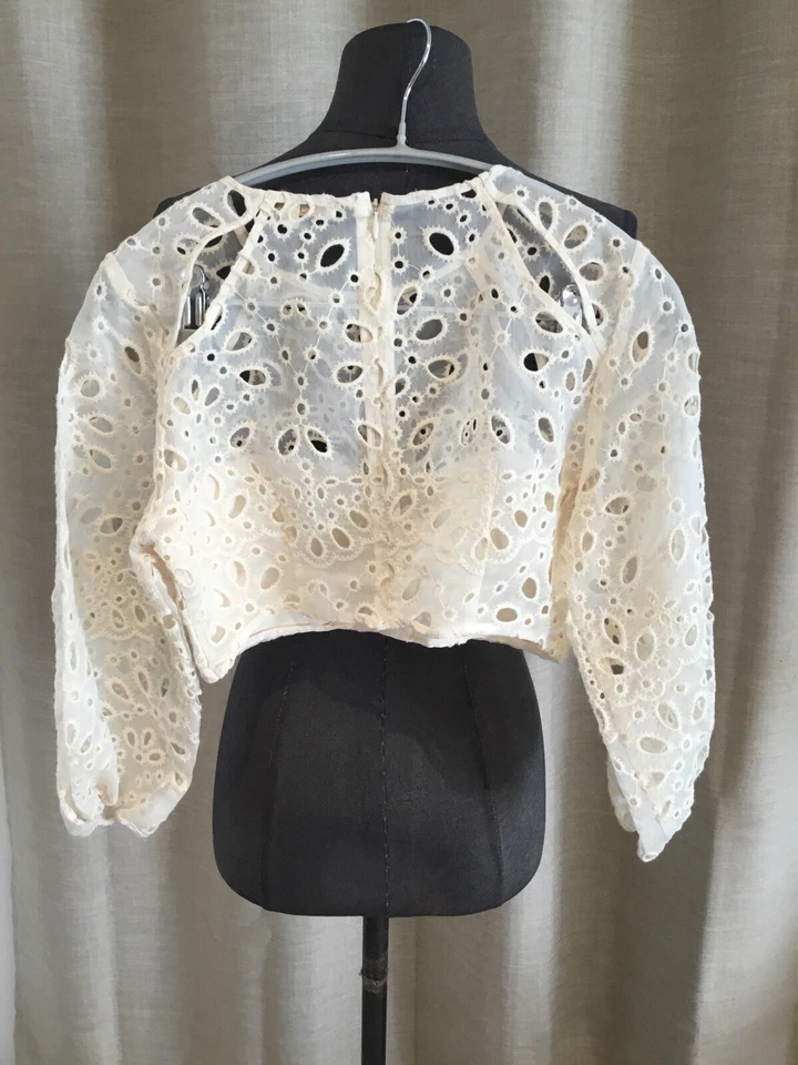 Très Beau Haut Blouse Court Dentelle Maje 34 - Photo 3/4