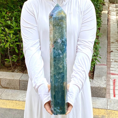 7.09LB Natural water grass agate water Obelisk crystal energy column - 第 1/12 張圖片
