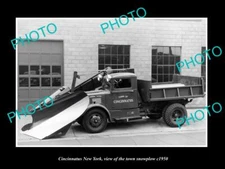 OLD POSTCARD SIZE PHOTO OF CINCINNATUS NEW YORK THE TOWN SNOW PLOW TRUCK c1950