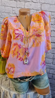 Vero Moda Bluse Shirt Tunika Gr. bis M bis XL Lila gemustert Kurzarm (9422) NEU