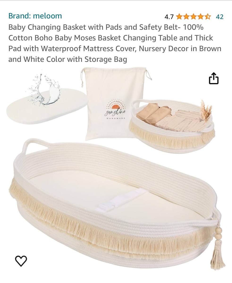 New Baby Changing Basket with Pads and Safety Belt