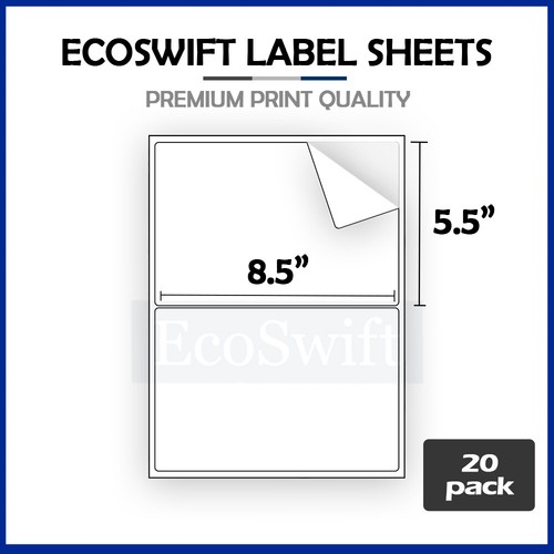(40) 8.5 x 5.5 XL EcoSwift Shipping Half-Sheet Self-Adhesive eBay PayPal Labels - Bild 1 von 6