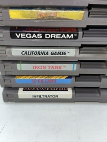 Lot Nes 11 Games Iron Tank Vegas Dream California Games Castlequest Ms Pac Man