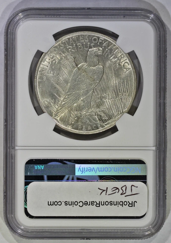 1924 $1 Silver Peace Dollar Obverse and Reverse Lamination Error NGC MS61 - Image 4 of 4
