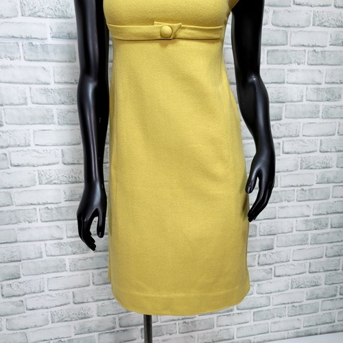 Mini abito vintage anni 60 donna XS giallo senape misto lana mod ALine Shift - Foto 3 di 9