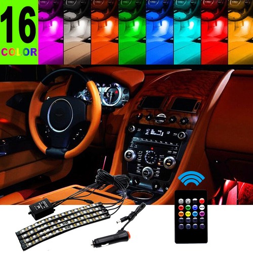 4PCS Car Interior IR Wireless Remote Control 12LED Atmosphere Neon Lights Strip - Picture 1 of 12