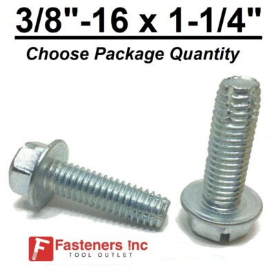 3/8-16 x 1-1/4'' Hex Bolt Thread Cutting Screw Zinc Plated Type F Self Tapping