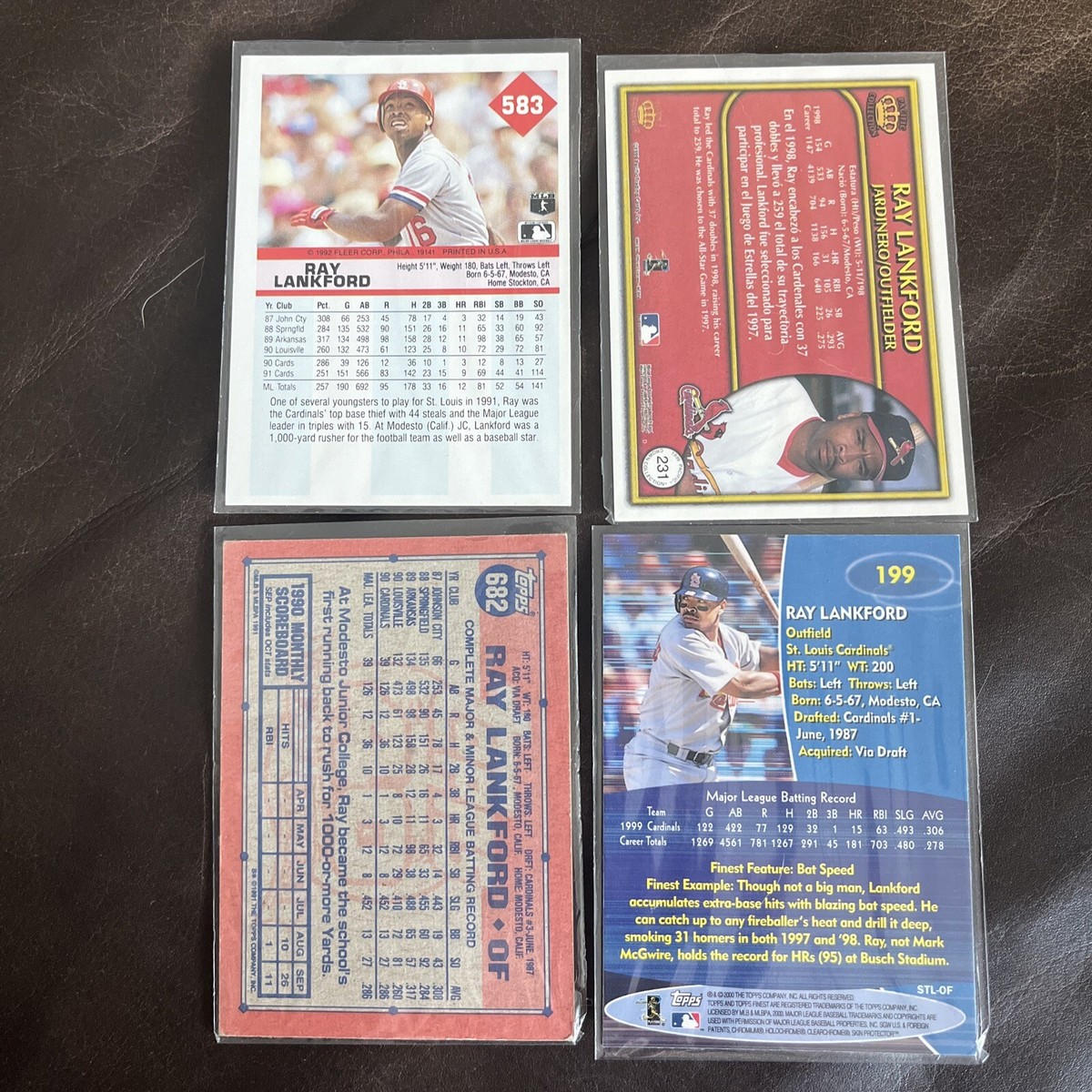 Ray Lankford- 4 Card Baseball Card Lot - St. Louis Cardinals