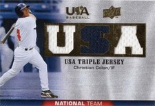 Christian Colon relic jersey patch baseball card 2009 Upper Deck Triple #TJNTCC
