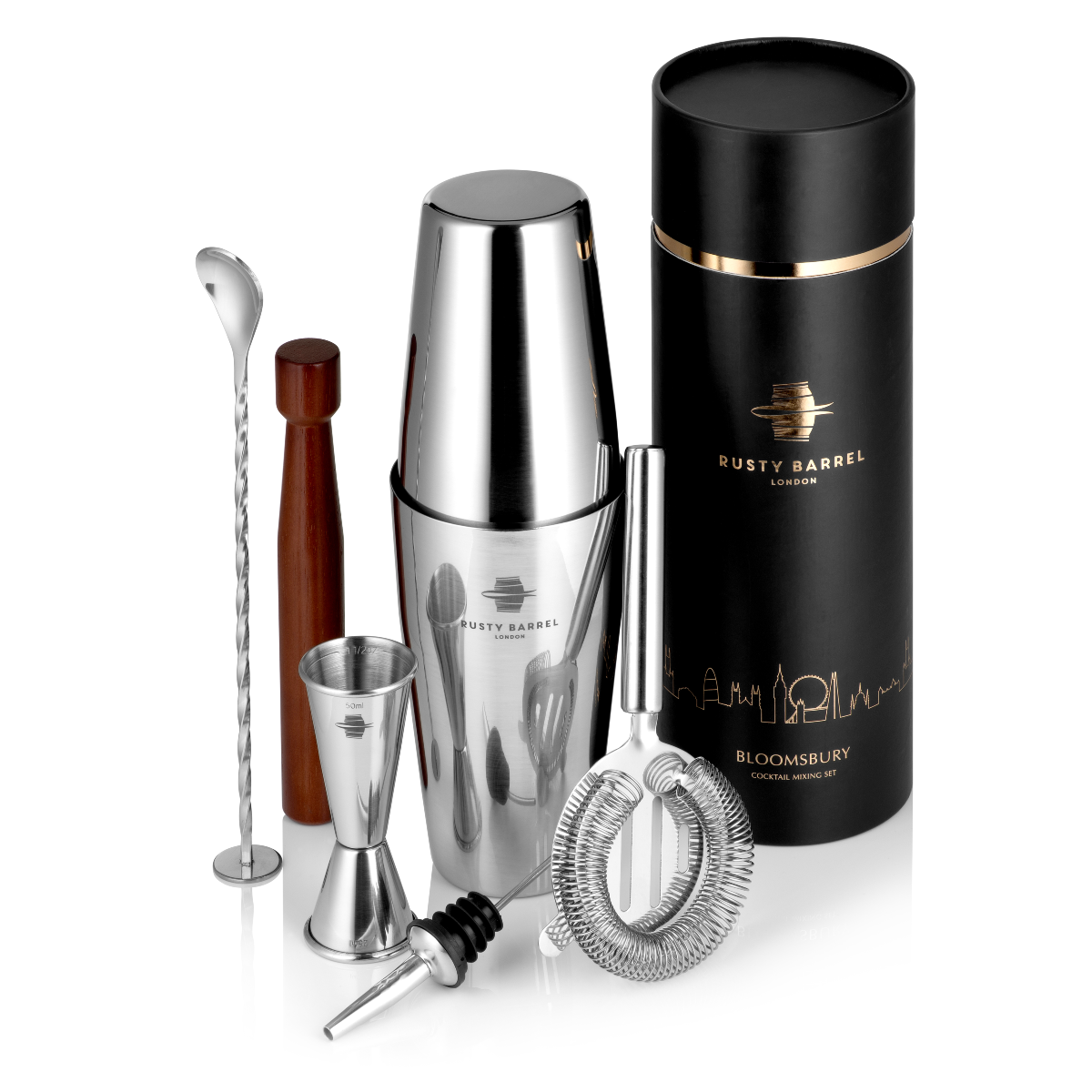 🍹Rusty Barrel Bloomsbury Cocktail Shaker Set - NEW