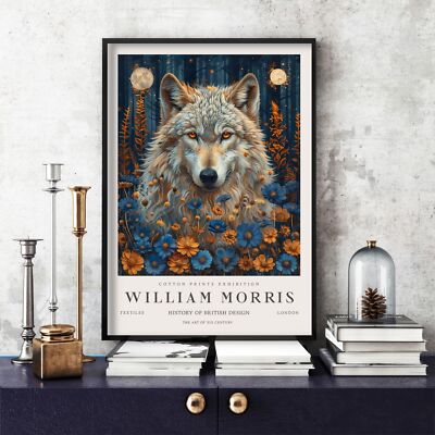 William Morris Print, Morris Ausstellungsposter, Blue Collection Wolf (54e)