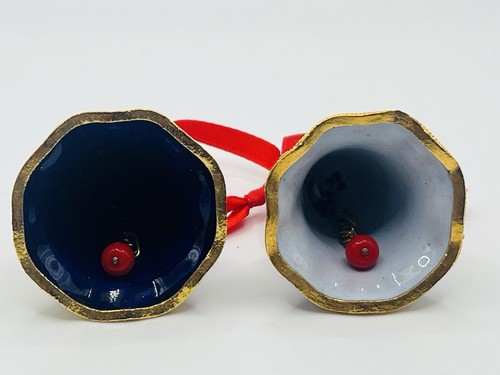 Vintage Chinese Brass Mini Cloisonne Bell Enamel Ornament Flowers - Picture 3 of 5