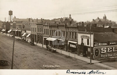 Alexandria MN Minnesota Business section 1909 RPPC Photo Postcard COPY