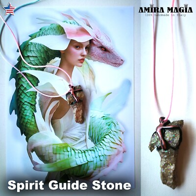 Uncut Gemstone Pendant Necklace Magic Portal Amulet Raw Stone Dragon Fantasy Bid