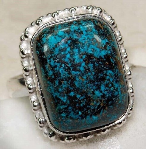 Natural Azurite 925 Solid Genuine Sterling Silver Ring Sz 9.5 @18-5