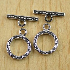 10sets Tibetan Silver tone Charm flower Toggle Clasps H0045