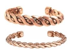 2 Pack Best Seller Solid Pure Copper Magnetic  Arthritis Therapy  Bracelet Cuff