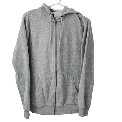Hooded Sweatshirt Gray Zip Front 
