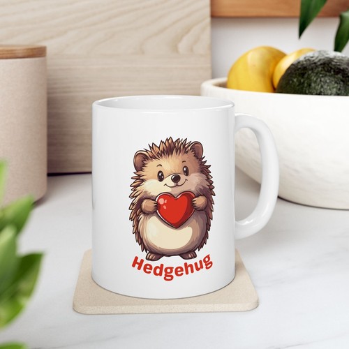 Cute Valentine's Day Mug Cute Hedgehog Cup Gift Hedgehug Mug Cute Animal Cup - Picture 3 of 4