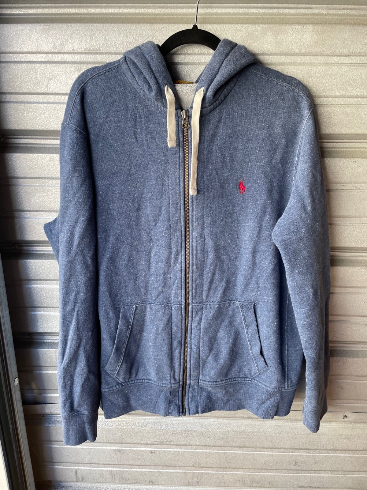 Polo Ralph Lauren maglione uomo XL blu full zip logo pony felpa con cappuccio