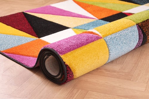 Spectra Carved Rug for Living Room Bright Multi Coloured Geometric Hallway Rugs - Picture 60 of 99