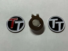 (2) Rare Fine Quality 1" Flat Coin Style Golf Markers With Bonus Hat Clip 