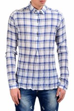 Dolce & Gabbana Men's 1/2 Button Plaid Dress Shirt Size 15.75 16 16.5 17 17.5