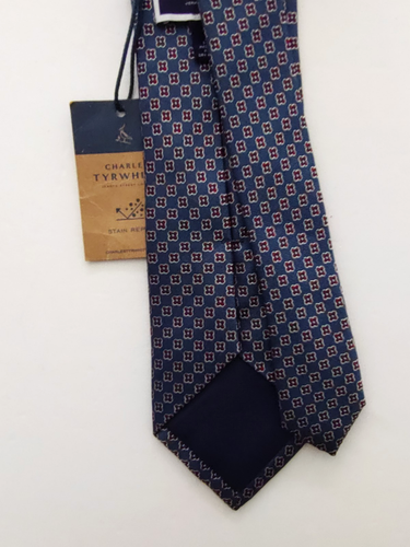 CHARLES TYRWHITT * BRAND NEW * BLUE & RED SILK GEO PATTERN MEN'S TIE RRP £39.95 - Picture 10 of 10