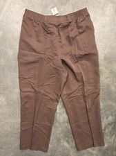 NWT Alfred Dunner Womens Size 18 Classic Fit Brown Pants Elastic Waist Pull On