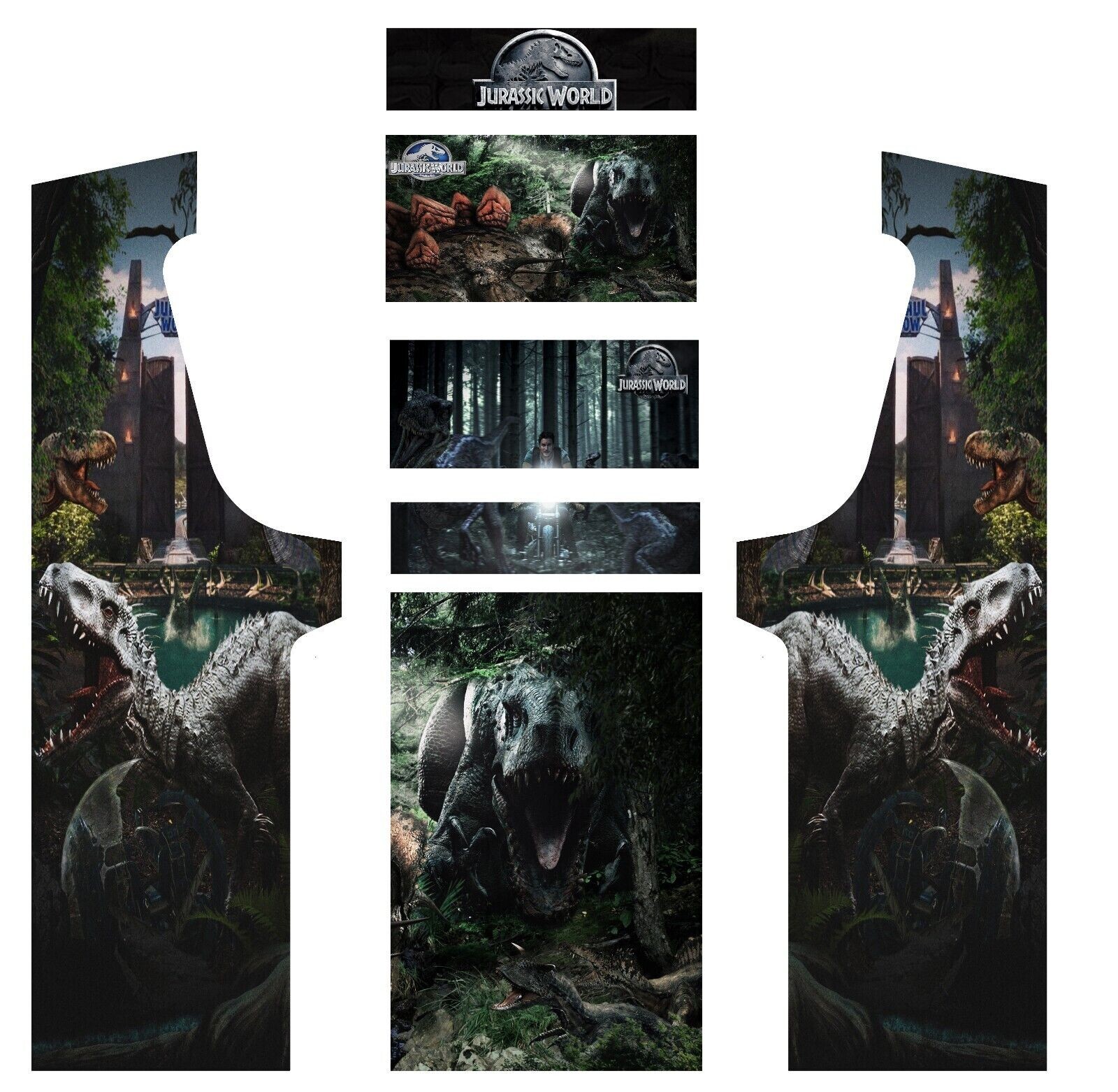 Stickers Jurassic Park pour Borne Arcade MAME - Kit Complet Vinyle Autocollant Vinyle Mat Modèle XL