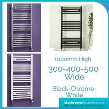 1000mm High Straight Black-Chrome-White Heated Towel Rail Ladder Bathroom 