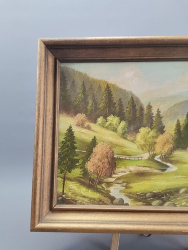 ÖLGEMÄLDE Öl auf Pappe Gemälde Bild Rahmen Holz 58x48 Landschaft keine Signatur - Bild 3 von 12