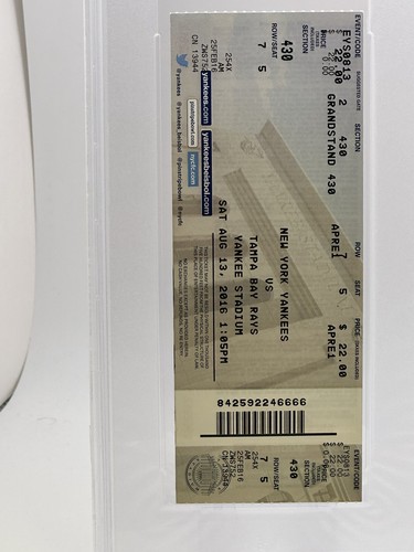 8/13 2016 Aaron Judge MLB Debut HR #1 New York Yankees Ticket PSA 10 FULL GM MNT - Picture 2 of 10