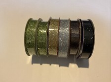 Lot Of 6 Glitter Ribbon Or Glitter Mesh 5/8 Inch Wide 9-12 Feet Long