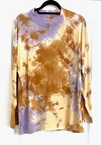 WE the FREE PEOPLE Be Free Tie Dye Lilac Woods Mock Neck Oversize Tee M = 8/10 - Picture 4 of 18