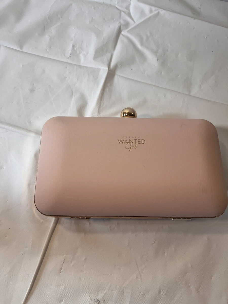 AZZARO WANTED GIRL PINK BLUSH GOLD SNAP IN hard shell CLUTCH eBay