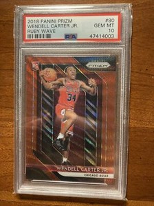 Wendell Carter Jr.2018-19 Panini Prizm Rookie Ruby Wave Prizm #80 PSA 10 RC📈🔥