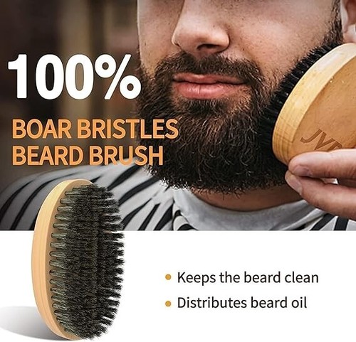 Beard Grooming Kit for Men, Beard Care Kit Includes Beard Oil and Balm,100% Boar - Picture 3 of 4