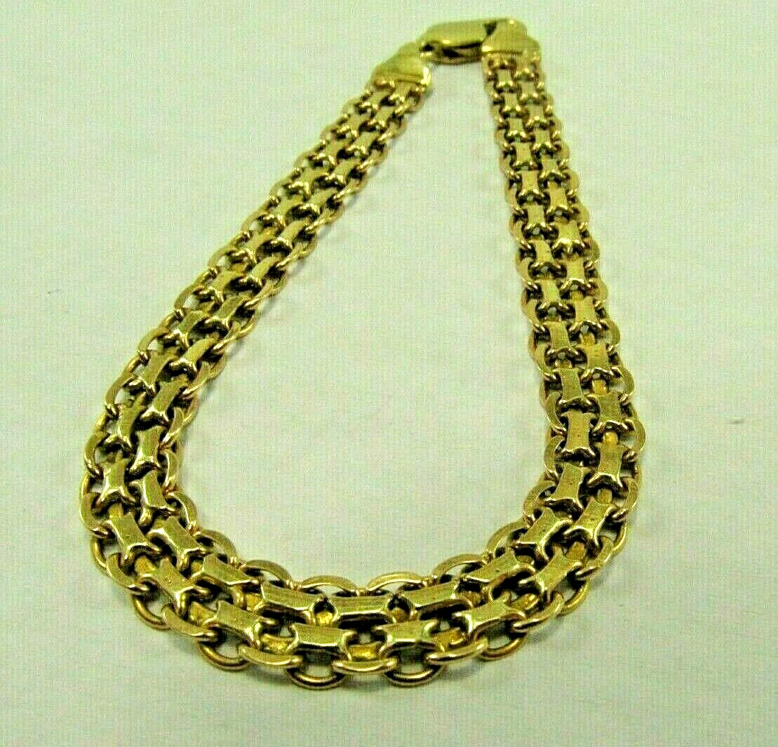 14K Solid Yellow Custom Link Designer Bracelet 7.… - image 2