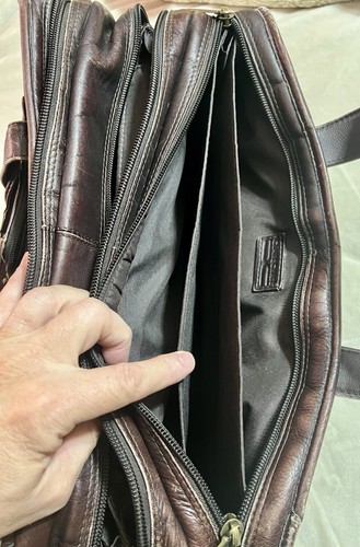 Claire Chase Executive Jumbo Laptop Briefcase Dark Leather - Picture 8 of 14